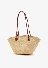 Túi Anagram Basket làm từ lá cọ iraca và da bê