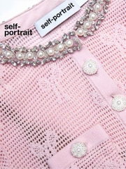 Pink Bow Croset Crystal Trim Mini Dress