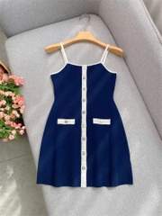Váy 2 dây dệt kim Maje viền trắng