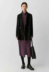 Coat dạ ép ICICLE màu đencổ bẻ dáng lửng