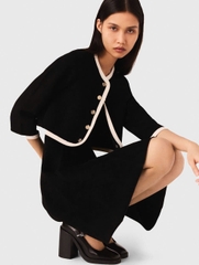 Áo cardigan cổ tròn viền trắng