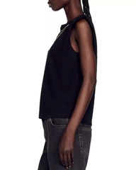 Áo tanktop Sandro đen cổ đá