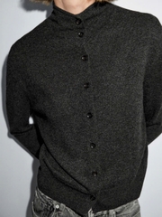 ÁO CARDIGAN DỆT KIM CỔ CAO 100% LEN