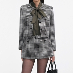 Chân váy ngắn họa tiết houdstooth