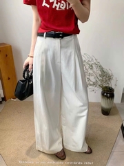 Quần suông khaki cạp cao ly trước