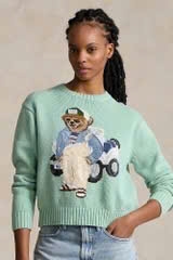 Áo len cổ tròn bằng cotton hiệu Polo Bear