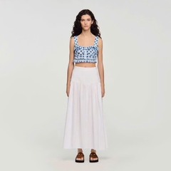 Áo croptop vải lanh kẻ caro