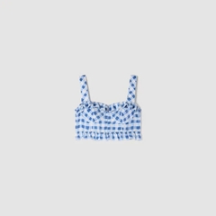 Áo croptop vải lanh kẻ caro