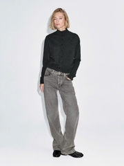 ÁO CARDIGAN DỆT KIM CỔ CAO 100% LEN