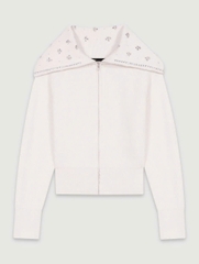 Áo khoác cardigan cổ đính trang sức