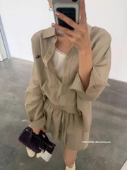 Set khaki linen Áo sơ mi + Short Viviene