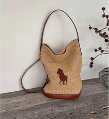 Túi Hobo Polo RL cói viền da nâu