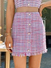 Chân váy Zara dạ tweed khuy đá