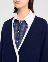 Áo khoác cardigan dài hai tông màu