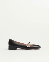 Giày búp bê Mary-Jane Preshoes Ballerina bằng da Kidskin có nút đính đá