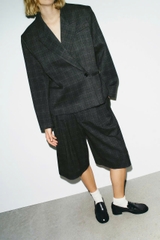 ÁO KHOÁC BLAZER CROPPED KẺ CARO OVERSIZE