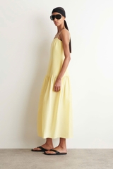 Váy maxi 2 dây COS thun cải khaki 2 màu
