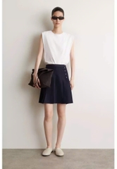 Chân váy mini COS xếp ly khuy hông