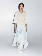 Chân váy midi Massimo Dutti voan tơ màu xanh ombre