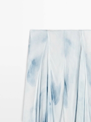 Chân váy midi Massimo Dutti voan tơ màu xanh ombre
