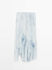 Chân váy midi Massimo Dutti voan tơ màu xanh ombre