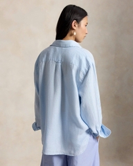 Sơ mi Polo linen kẻ cổ đức túi ngực logo 2 màu