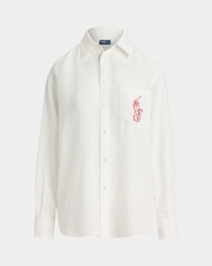 Sơ mi Polo linen kẻ cổ đức túi ngực logo 2 màu