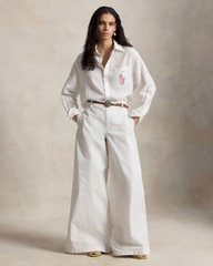 Sơ mi Polo linen kẻ cổ đức túi ngực logo 2 màu
