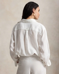 Sơ mi Polo linen kẻ cổ đức túi ngực logo 2 màu