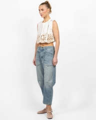Áo sát nách màu kem Alemais Risemary Embroidered