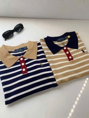 Áo kẻ ngang Polo cổ bẻ dệt kim 2 màu