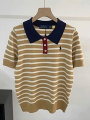 Áo kẻ ngang Polo cổ bẻ dệt kim 2 màu