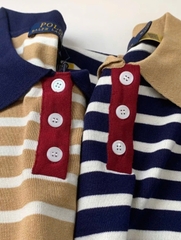 Áo kẻ ngang Polo cổ bẻ dệt kim 2 màu