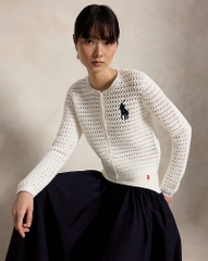 Áo khoác cardigan bằng cotton móc len Big Pony