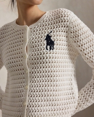 Áo khoác cardigan bằng cotton móc len Big Pony
