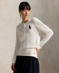 Áo khoác cardigan bằng cotton móc len Big Pony