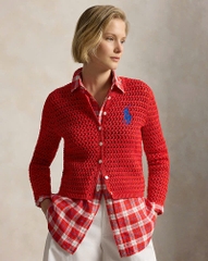 Áo khoác cardigan bằng cotton móc len Big Pony