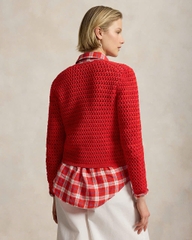 Áo khoác cardigan bằng cotton móc len Big Pony