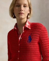 Áo khoác cardigan bằng cotton móc len Big Pony