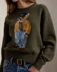 Áo len cổ tròn bằng cotton hiệu Polo Bear