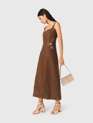 Đầm maxi pha vải lanh