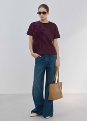 ÁO T-SHIRT COTTON THÊU HOA