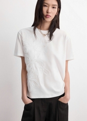 ÁO T-SHIRT COTTON THÊU HOA