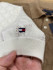 Áo polo len móc cổ bẻ