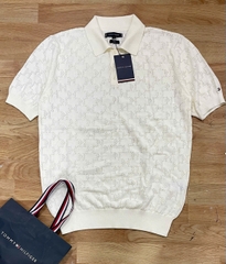Áo polo len móc cổ bẻ
