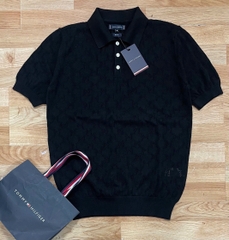 Áo polo len móc cổ bẻ