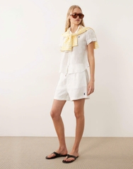 Sơ mi linen ngắn tay cổ đức
