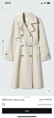 Áo trendcoat MNG khaki linen dáng dài