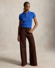Áo polo dáng lửng bằng cotton dệt kiểu vặn thừng