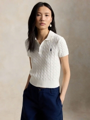 Áo polo dáng lửng bằng cotton dệt kiểu vặn thừng